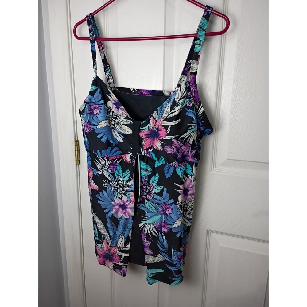 Croft&Barrow Woman 1X Tankini Hawaiian Floral Adjustable Strap Swimwear